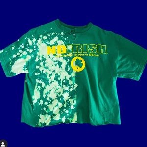 half and half notre dame irish tee shirt green split dye university of ND